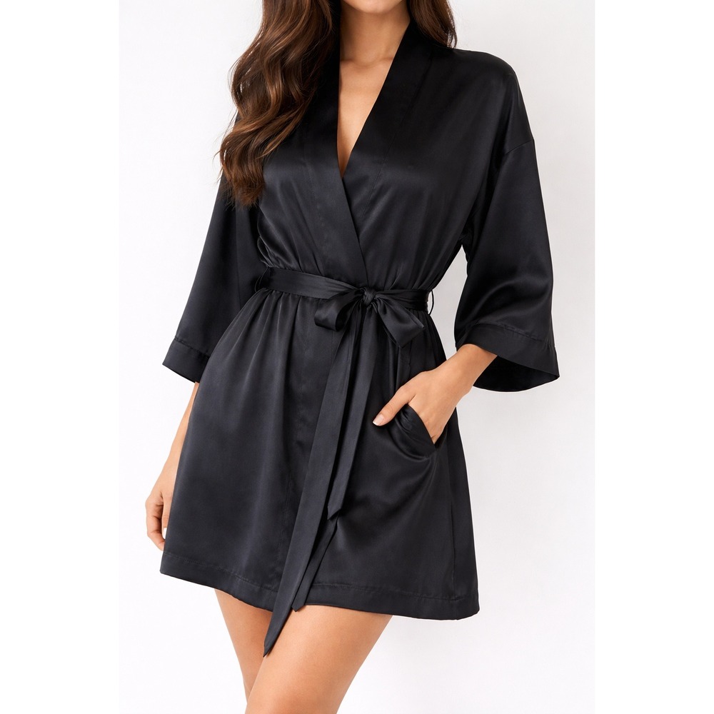 Victoria's Secret Black Satin Robe